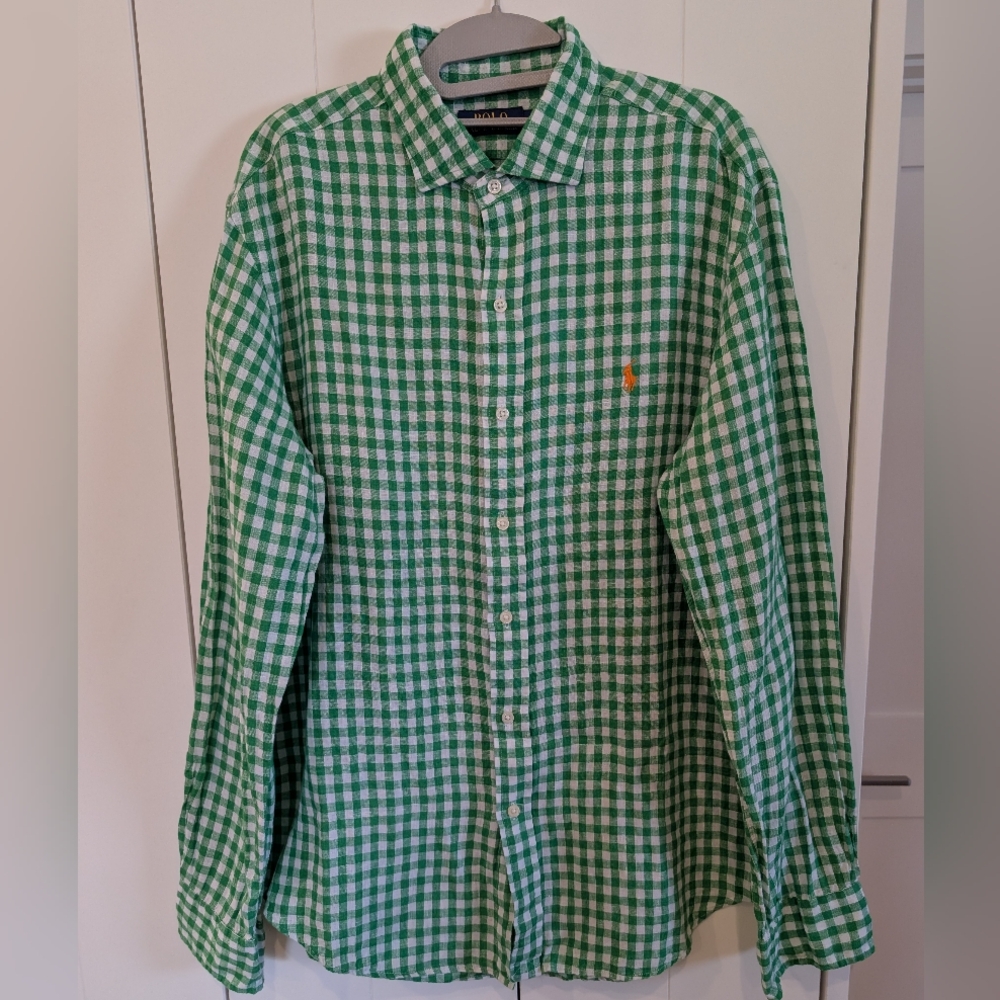 Polo Ralph Lauren Linen Checked Summer Shirt Mens L EUC